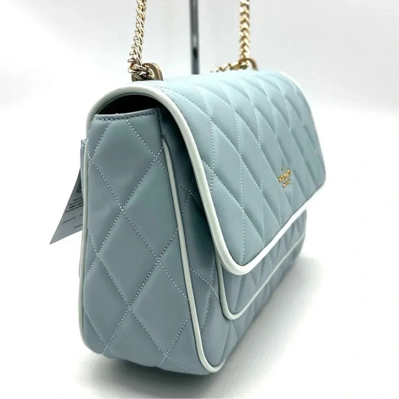 Kate Spade Colorblock Carey Quilted Leather Flap Shoulder Bag Wild Sage - Picture 4 of 11